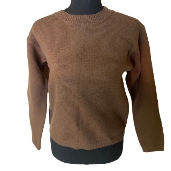 #320 BROWN Stretch Crew Neck Sweater - Picture 2 of 7